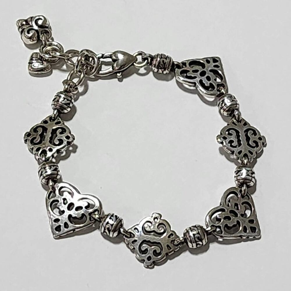 Brighton retired Geneva heart silver plated pink bracelet‎